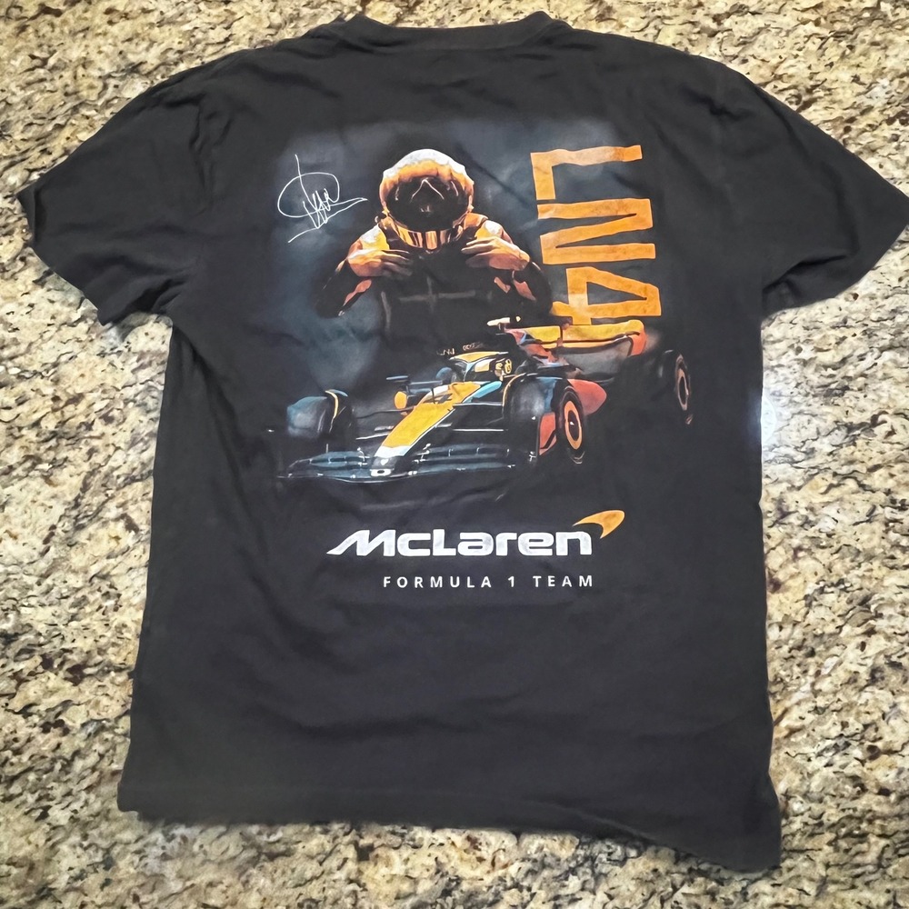 McLaren F1 Team Lando Norris LN4 Graphic T-Shirt Mens Small Black Formula 1 Tee